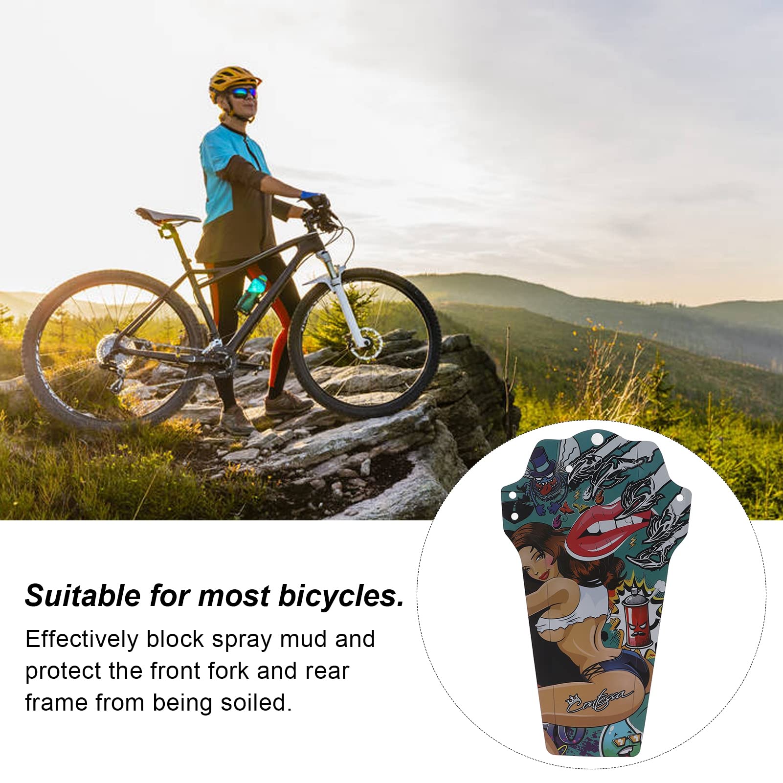 Alomejor Mountain Bike Fenders Bike Mudguard Front and Rear Mud Guard Universal for Downhill Folding (Color Beauties)