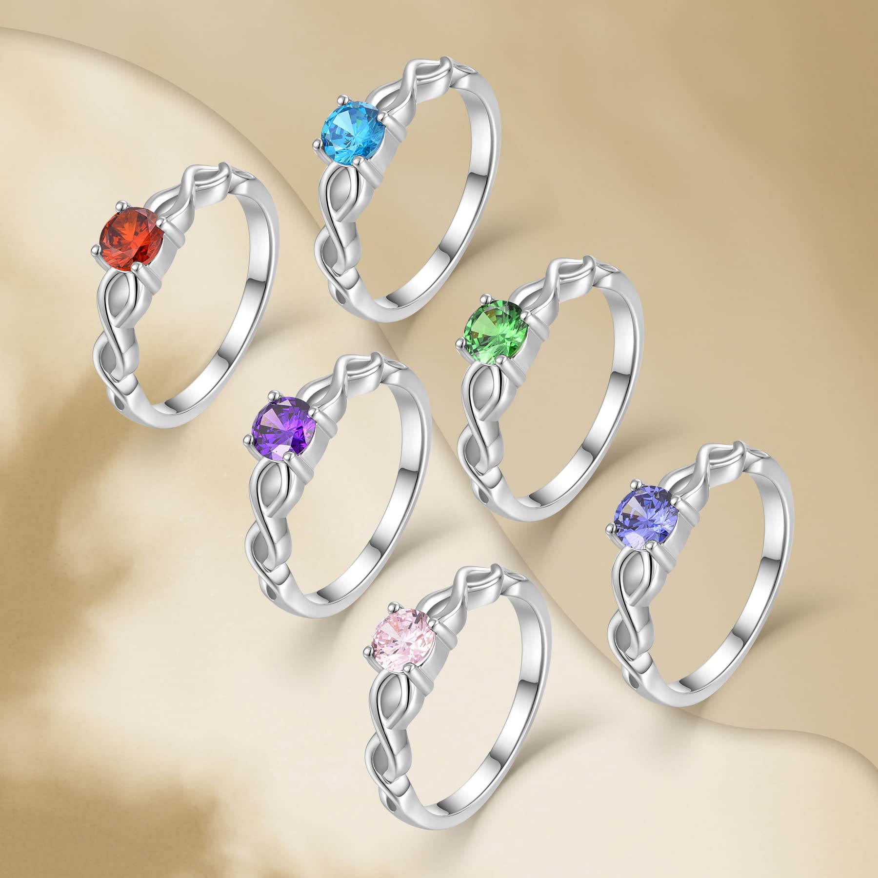 STARCHENIE Infinity Promise Rings for Her Sterling Silver Cubic Zirconia Wedding Engagement Rings size 7 May Birthstone Emerald Color