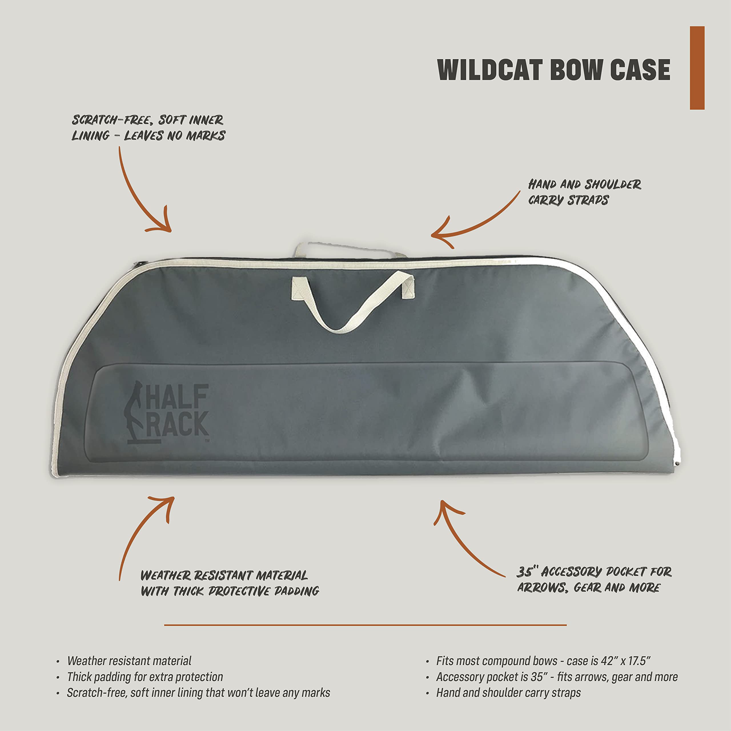 Half Rack Wildcat Soft Compound Bow Case - 42” Bow Storage Case for Most Compound Bows - Weather Resistant Bow Carrier w/Thick Padding - Lined Archery Soft Bow Case for Arrows, Gear, & More