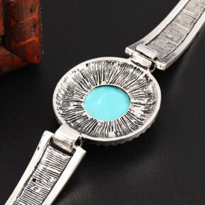 ZIVEMOT Western National Style Vintage Turquoise Bracelet Silver Turquoise Bangle Western Jewelry for Women