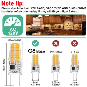 DUMILOO 12-Pack G8 LED Bulb Dimmable, 120V 20W 25W T4 JCD Type Bi-Pin Halogen Replacement for Under Cabinet Puck Lighting, Warm White 3000K