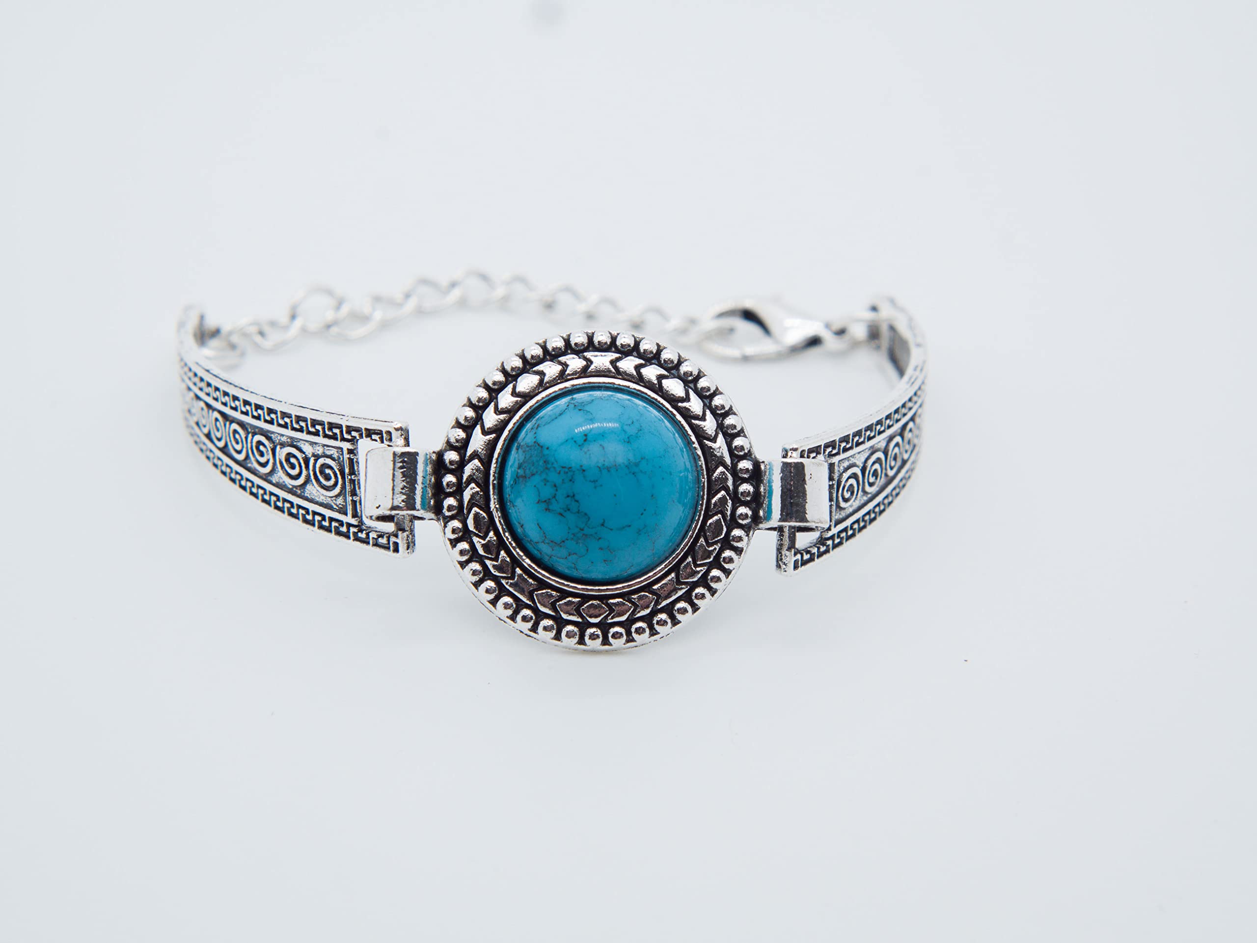 ZIVEMOT Western National Style Vintage Turquoise Bracelet Silver Turquoise Bangle Western Jewelry for Women