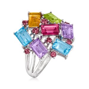 Ross-Simons 4.50 ct. t.w. Multi-Gemstone Cluster Ring in Sterling Silver. Size 7