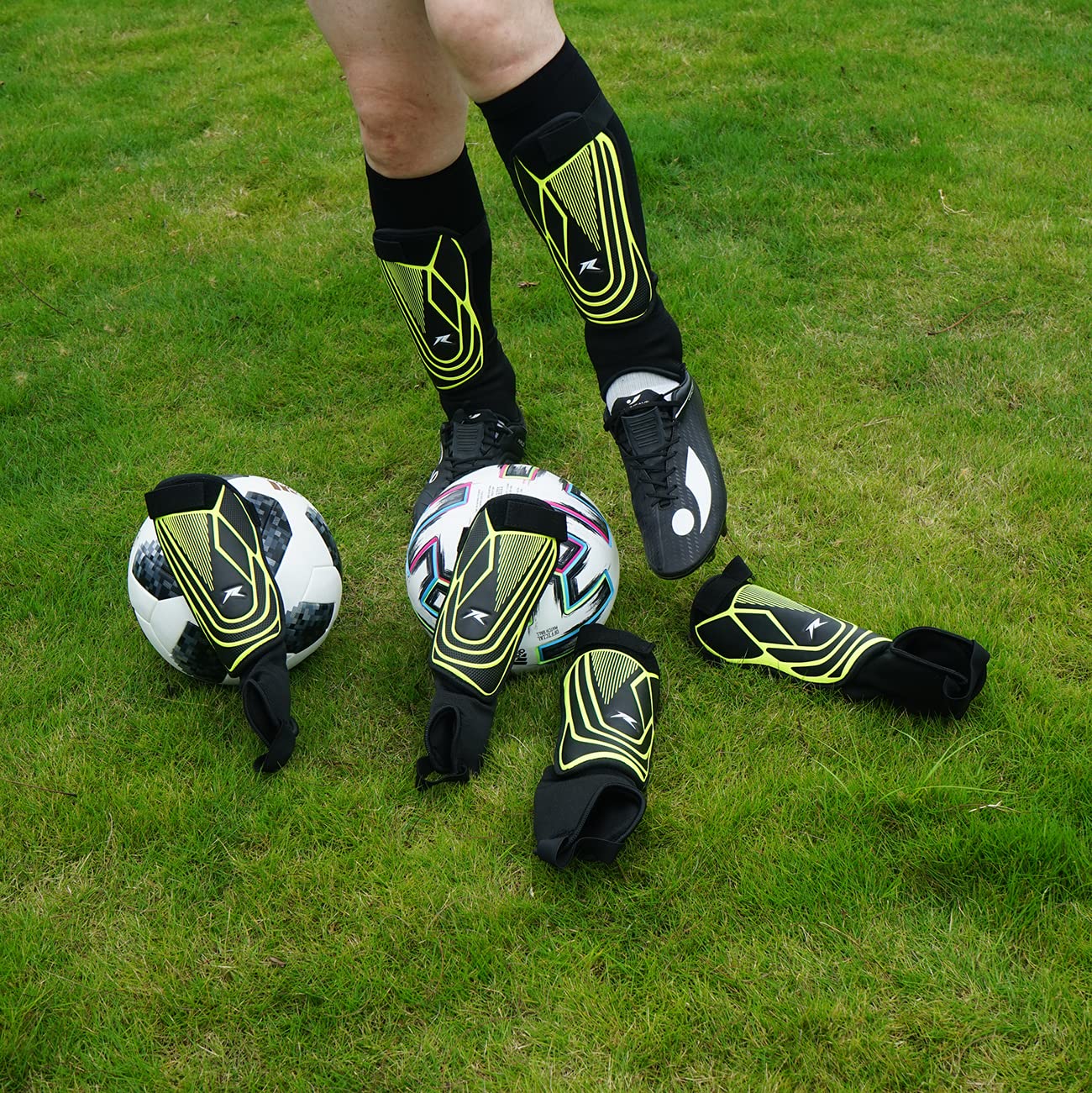 Soccer Football Shin Guards with Ankle Protection, Super Protective Flexible Low-Profile Adult,Youth, Junior