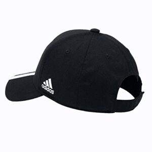 adidas Three Striped Adjustable Baseball Cap for Men - Sports Hat Black/White