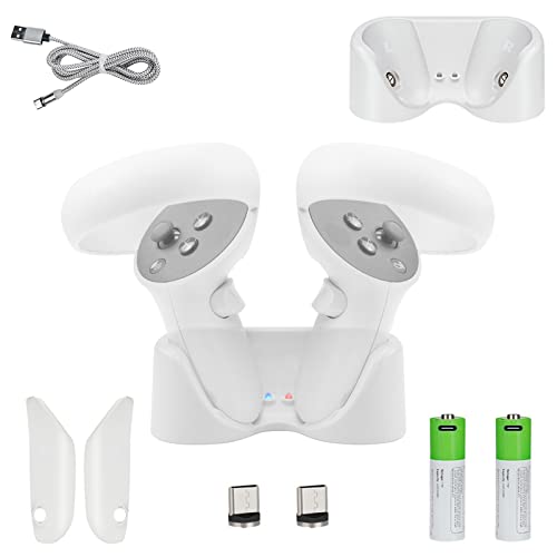 Linkidea VR Magnetic Charging Dock Station Compatible with Meta Q2 Headset & Touch Controllers, Fast Charging Charger Stand Base VR Headset Controllers (White)