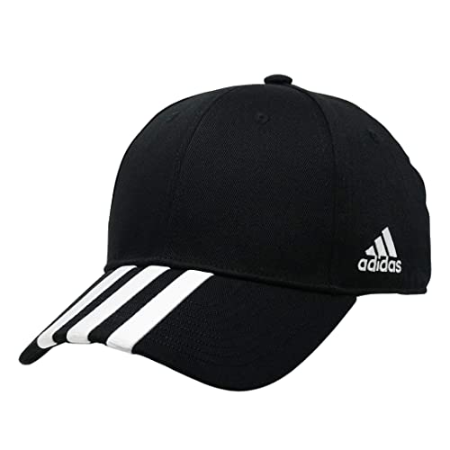 adidas Three Striped Adjustable Baseball Cap for Men - Sports Hat Black/White