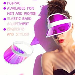 Geyoga 6 Pcs Pink Clear Sun Visor Hats Plastic Sun Visor UV Protection Golf Cap Unisex PVC Transparent Visor Cap for Women Men