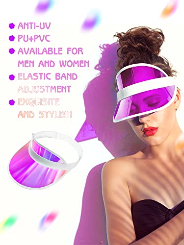 Geyoga 6 Pcs Pink Clear Sun Visor Hats Plastic Sun Visor UV Protection Golf Cap Unisex PVC Transparent Visor Cap for Women Men