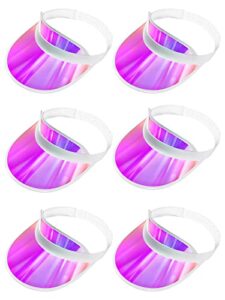 geyoga 6 pcs pink clear sun visor hats plastic sun visor uv protection golf cap unisex pvc transparent visor cap for women men