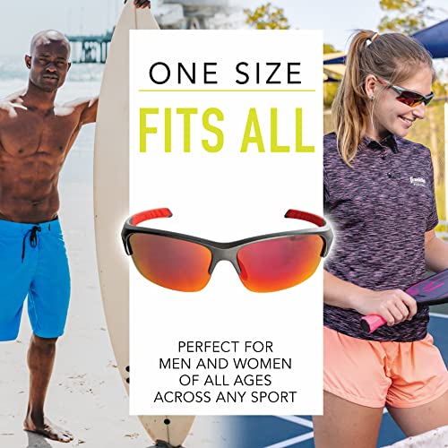 Franklin Sports Pickleball Sunglasses - All Sport UV Glasses for Tennis, Pickleball, Cycling, Rowing + More - Athletic Shades with Headband + Carry Bag, Red