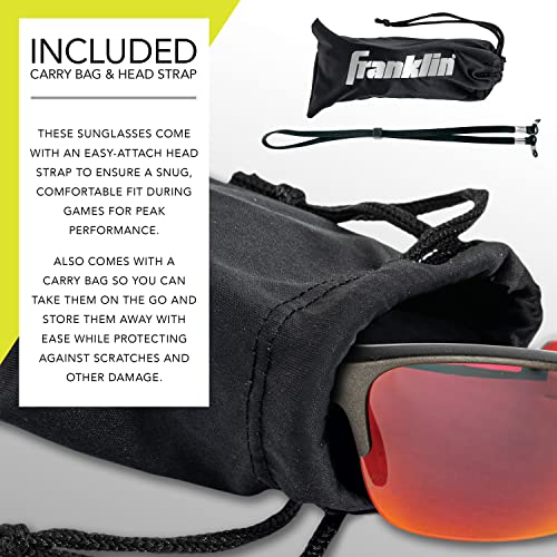 Franklin Sports Pickleball Sunglasses - All Sport UV Glasses for Tennis, Pickleball, Cycling, Rowing + More - Athletic Shades with Headband + Carry Bag, Red