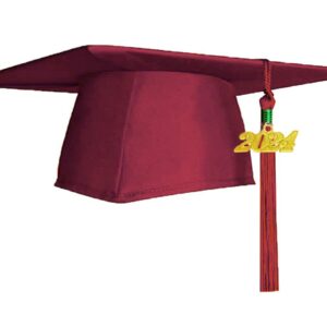 Vitosun 2024/2025 Matte Maroon Graduation Cap with Tassel Hats Burgundy for Senior High School/College Graduates Photography