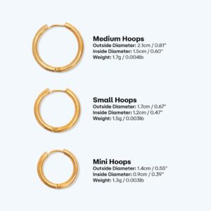 14k Gold Plated Hoop Earrings for Women Trendy Waterproof Sweatproof No Tarnish Jewelry Hey Harper