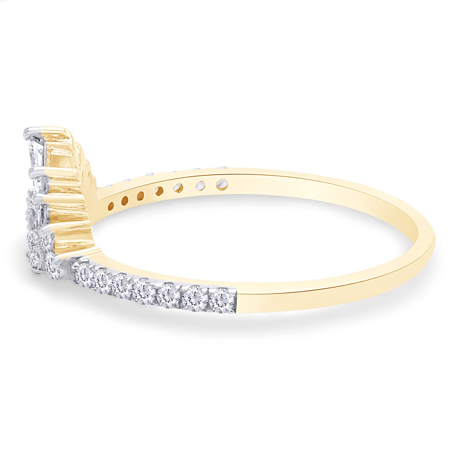 3/8 Carat Baguette & Round Cut White Natural Diamond Contour Crown Enhancer Guard Band Ring Jewelry for Women in 14K Yellow Gold Over Sterling Silver (0.37 Cttw, Color- I-J, Clarity- I2-I3)-6.5