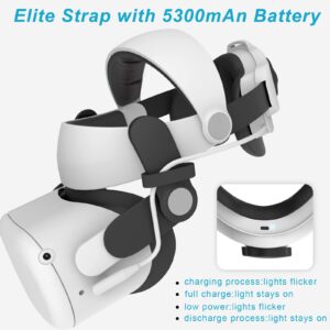 NEWENMO Upgraded Elite Strap with Battery for Quest 2, 5300mAh for Quest 2 Battery Pack, Head Strap in VR for Enhanced Support Comfort, VR Accessories for Reduce Head Pressure