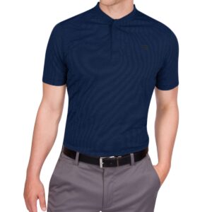 Three Sixty Six Quick Dry Collarless Golf Shirts for Men - Short Sleeve Casual Polo, Stretch Fabric Marine Navy