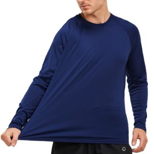 Mens Long Sleeve Shirts UPF 50+ UV Sun Protection Quick Dry Outdoor Shirt for Fishing Running Hikin(navy blue small)