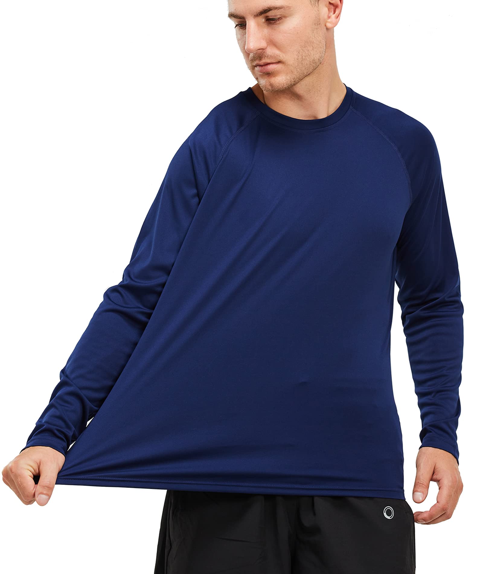 Mens Long Sleeve Shirts UPF 50+ UV Sun Protection Quick Dry Outdoor Shirt for Fishing Running Hikin(navy blue small)