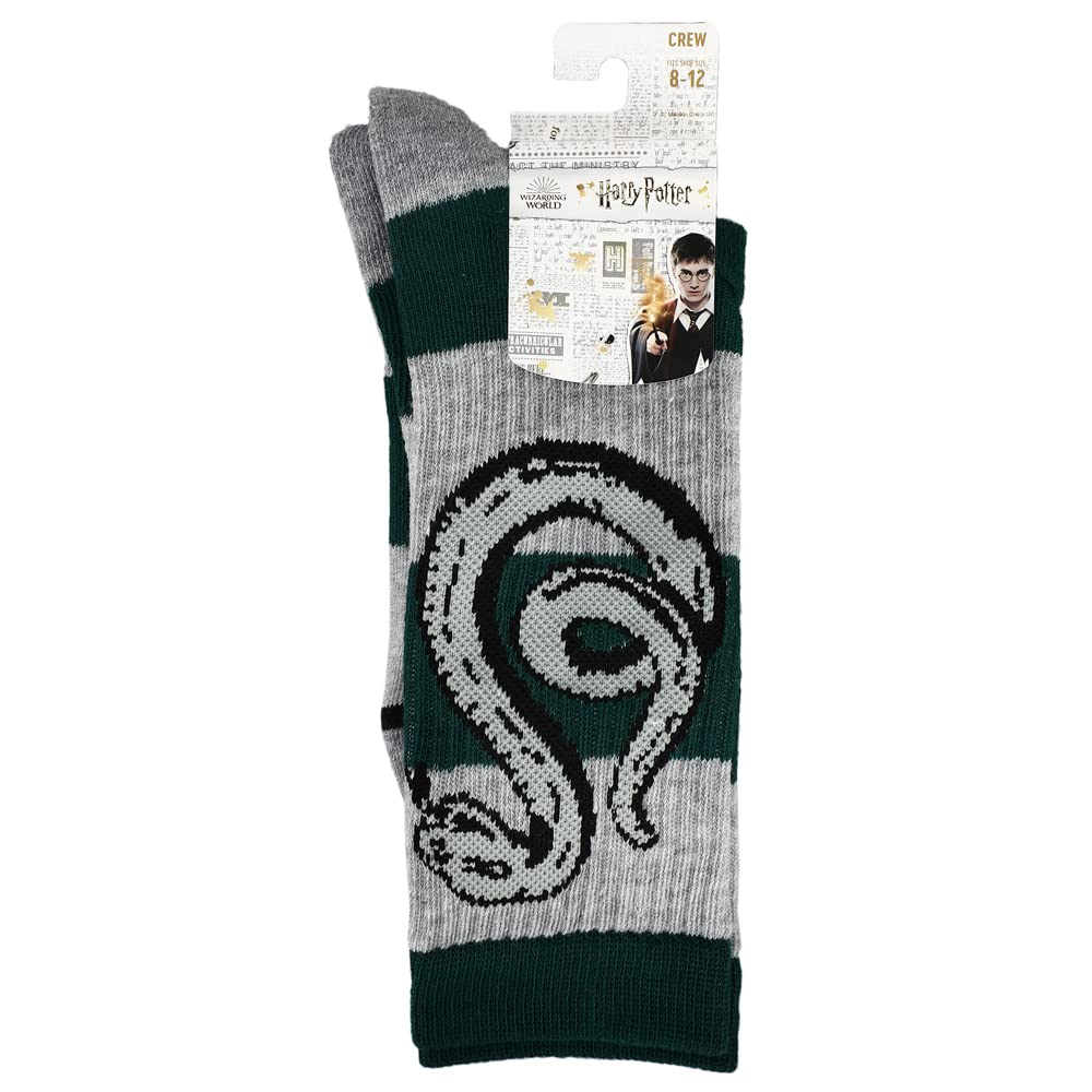 Harry Potter Slytherin Athletic Crew Socks for Men 10-13