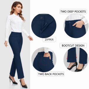 HISKYWIN Womens Dress Pants Stretch Work Office Business Casual Slacks Comfy Yoga Golf Pants with Pockets HF838-Navy Blue-XXL