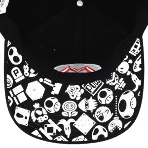 Super Mario Brothers Mario Embroidered Symbol Black Snapback Hat for Mens