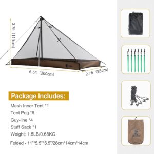 OneTigris Mesh Teepee Tent, Ultralight 1 Person Screen Room with Waterproof Bathtub Floor for Outdoor Camping Hiking Backpacking Bushcraft Tarp Hot Tent Shelter