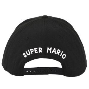 Super Mario Brothers Mario Embroidered Symbol Black Snapback Hat for Mens