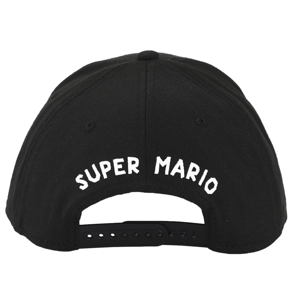 Super Mario Brothers Mario Embroidered Symbol Black Snapback Hat for Mens