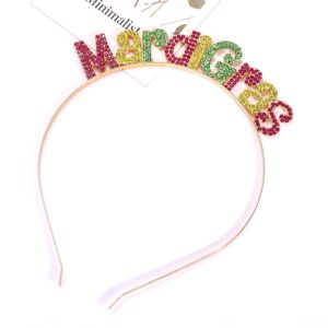 NVENF Mardi Gras Headband Rhinestone Fleur De Lis Hairband Carnival Letter Mask Hair Hoop Costume Party Hair Accessory (Style4)