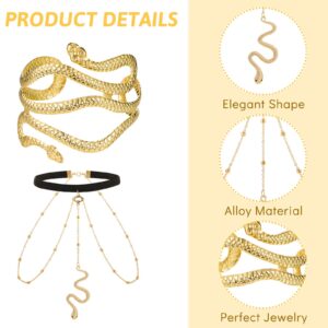 Snake Leg Chain for Women Gold Snake Open Bangle Cuff Bracelet Vintage Snake Jewelry Boho Body Thigh Chain Punk Snake Pendant Hand Chain Outfit Accessories Beach Summer Party Supplies(Twisting)