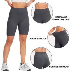 Natural Feelings Buttercloud 4 Pack Biker Shorts for Women-8" High Waist Tummy Control Workout Shorts Athletic Gym Yoga Pants