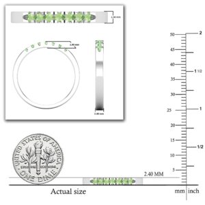 Dazzlingrock Collection Round Peridot Stackable Anniversary Engagement Wedding Band for her (Color Green, Clarity Moderately Included), 10K White Gold, Size 6.5