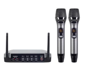 komison uhf handheld wireless karaoke microphone system with echo cordless mic box with receiver metal for singing speech meeting church wedding home ktv set, 280ft