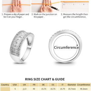 Beutirer 18K Gold Plated Rings for Women, 3-Row 5A Cubic Zirconia Ring Baguette Band Engagement Eternity Rings for Teen Girls Birthday Valentine's Day Anniversary Wedding Rings Size 5 6 7 8 9