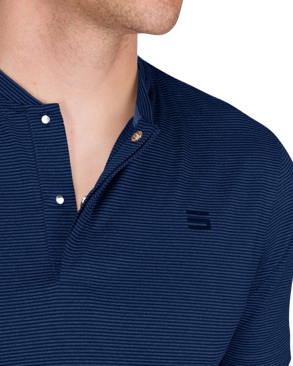 Three Sixty Six Quick Dry Collarless Golf Shirts for Men - Short Sleeve Casual Polo, Stretch Fabric Marine Navy