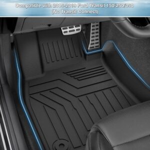 Mixsuper Custom Fit for Floor Mats 2015-2019 Ford Transit 150/250/350 (No Transit Connect) All Weather Floor Liners 1st Row 1 Piece