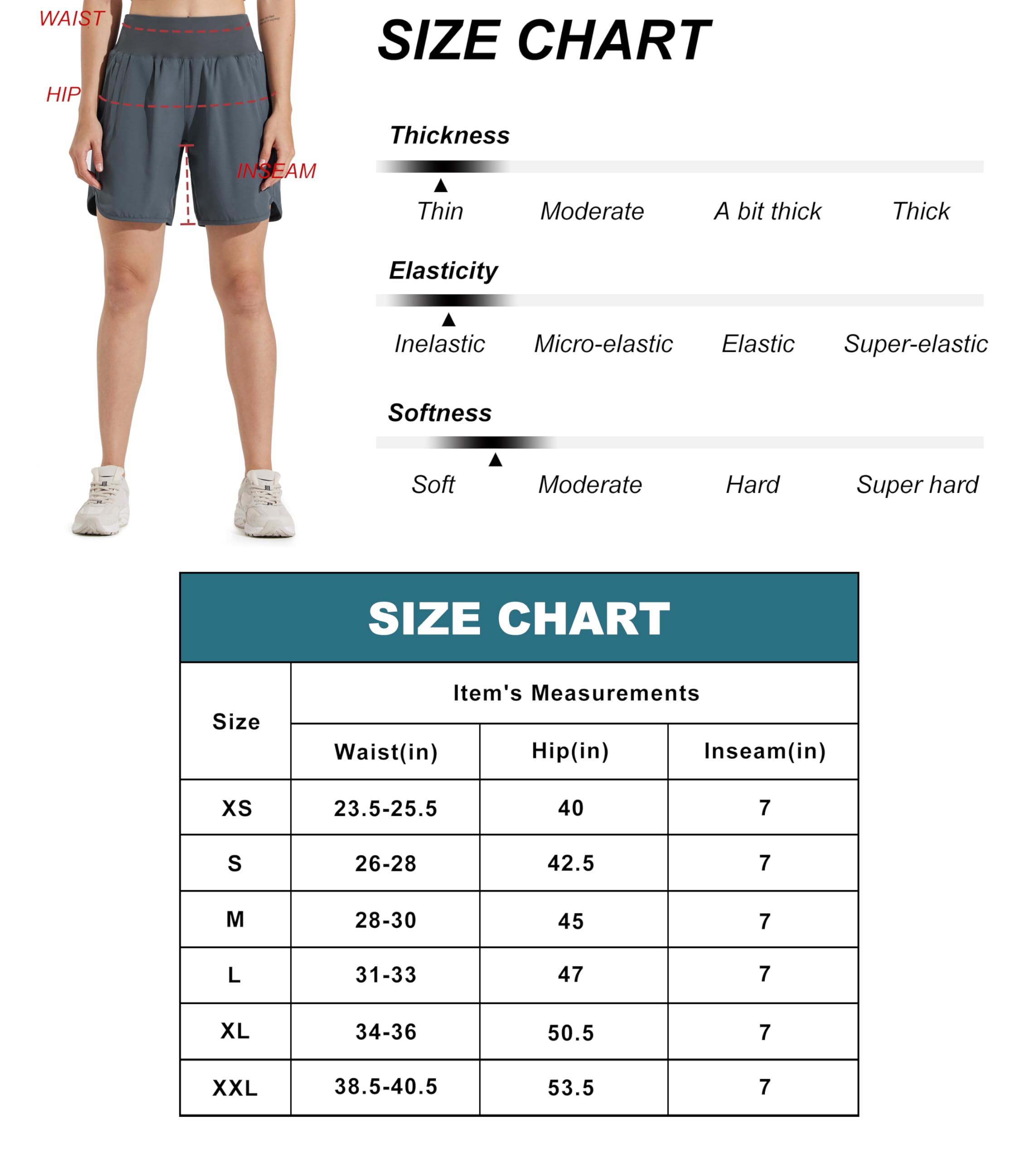 Libin Women's 7" Athletic Running Long Shorts with Liner High Waist Quick Dry Gym Workout Sports Shorts with Zipper Pockets, Black L