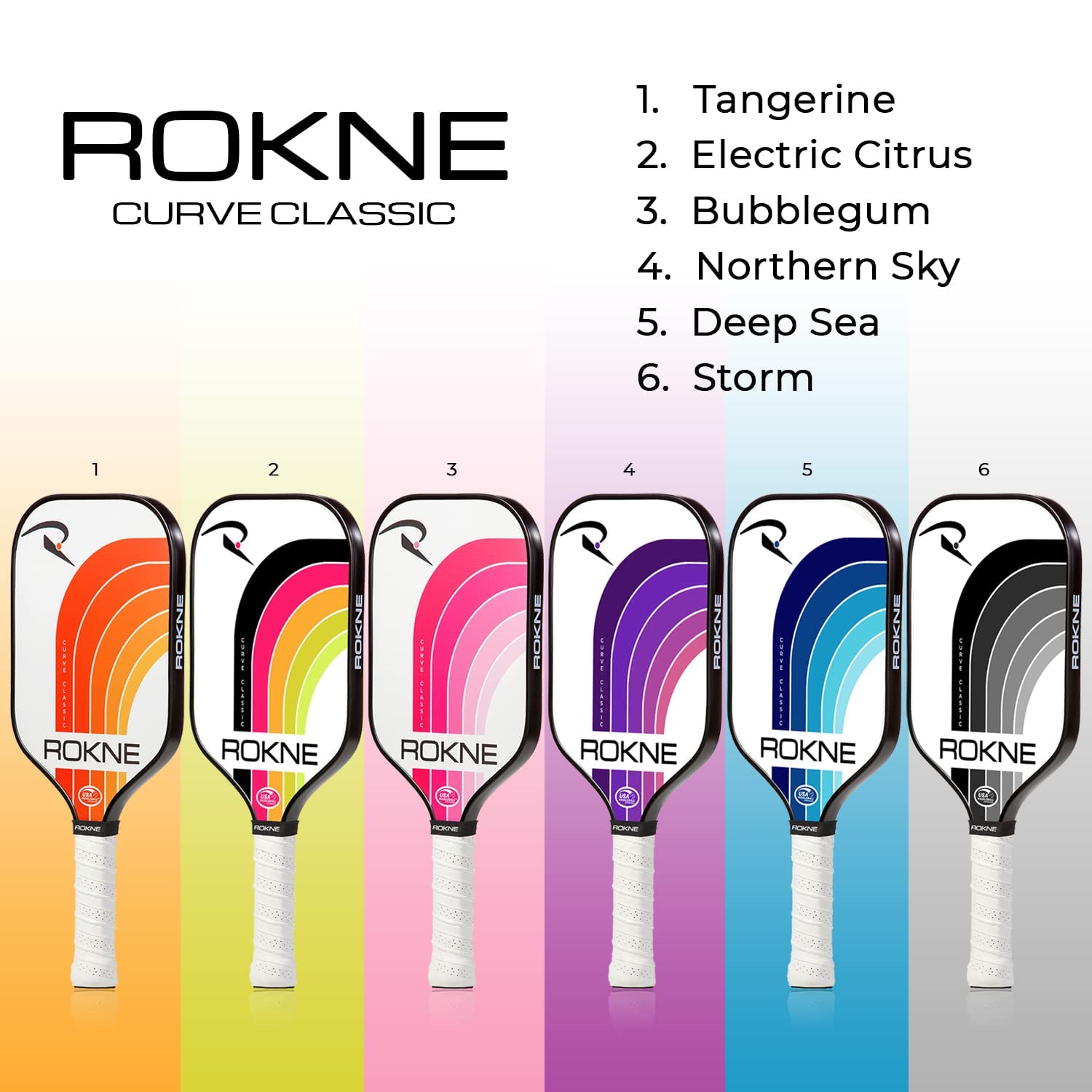 ROKNE Curve Classic Pickleball Paddle | USAPA Approved Fiberglass Pickleball Paddles | Elevate Your Game with Precision Engineering & Comfort | ProGrit Texture for Max Spin & Power | Paddle