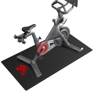 Crostice, Crostice, Crostice Bike Trainer Mat Compatible with Peloton Bike, for Treadmill & Row, 6mm Under Mat Protect Hardwood Floor Carpet, 30X60 in, Logo Style Trainer Accessory for Indoor Bike