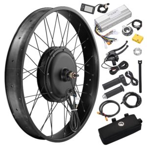 AW Electric Bike Conversion Kit 26" Front Wheel 48V 1500W EBike Conversion Kit for 4" Fat Tire Cycling Hub Motor W/LCD & PAS System Twist Throttle