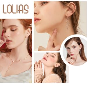 LOLIAS 8Pairs Threader Earrings Chain Earrings Tassel Earrings for Women Stainless Steel Double Twist Wave Drop Dangle Earrings with Rhinestones Lightweight Long Chain Earrings Set,Silver