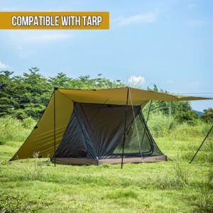 OneTigris 2 Person Mesh Tent, 3 Openings Screen Shelter with Waterproof Bathtub Floor for Outdoors Camping Lightweight Backpacking Thru-Hiking Travel Patio