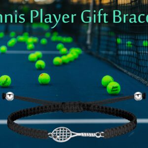 KUIYAI Tennis Racquet Gift Tennis Lovers Gift Always Remember You are Braver Stronger Smarter Than You Think Bracelet Future Tennis Player Gift Coach Gift Team Gift (TennisBrace-blk)