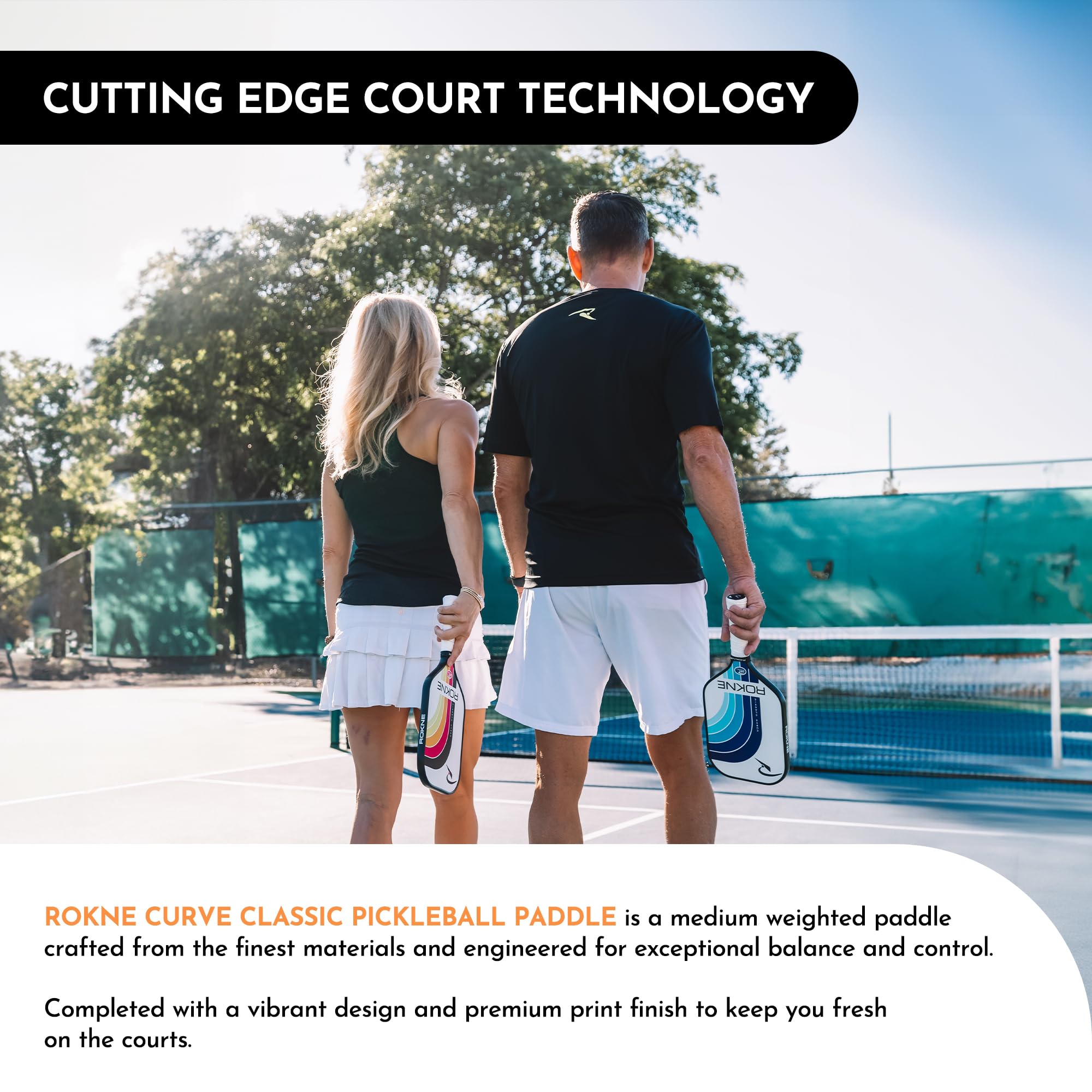 ROKNE Curve Classic Pickleball Paddle | USAPA Approved Fiberglass Pickleball Paddles | Elevate Your Game with Precision Engineering & Comfort | ProGrit Texture for Max Spin & Power | Paddle