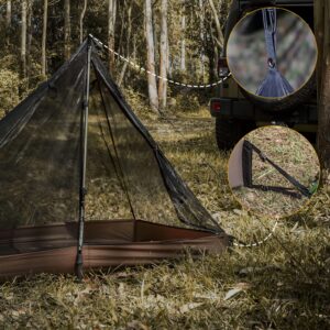 OneTigris Mesh Teepee Tent, Ultralight 1 Person Screen Room with Waterproof Bathtub Floor for Outdoor Camping Hiking Backpacking Bushcraft Tarp Hot Tent Shelter