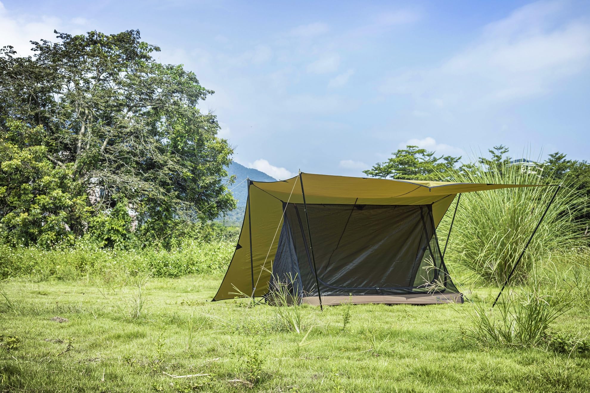 OneTigris 2 Person Mesh Tent, 3 Openings Screen Shelter with Waterproof Bathtub Floor for Outdoors Camping Lightweight Backpacking Thru-Hiking Travel Patio