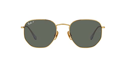 Ray-Ban RB8148 Hexagonal Titanium Sunglasses, Legend Gold/Polarized Green, 54 mm