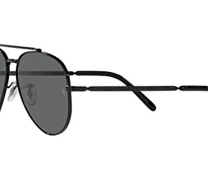 Ray-Ban RB3625 New Aviator Sunglasses, Black/Dark Grey, 58 mm