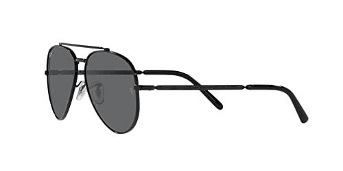 Ray-Ban RB3625 New Aviator Sunglasses, Black/Dark Grey, 58 mm